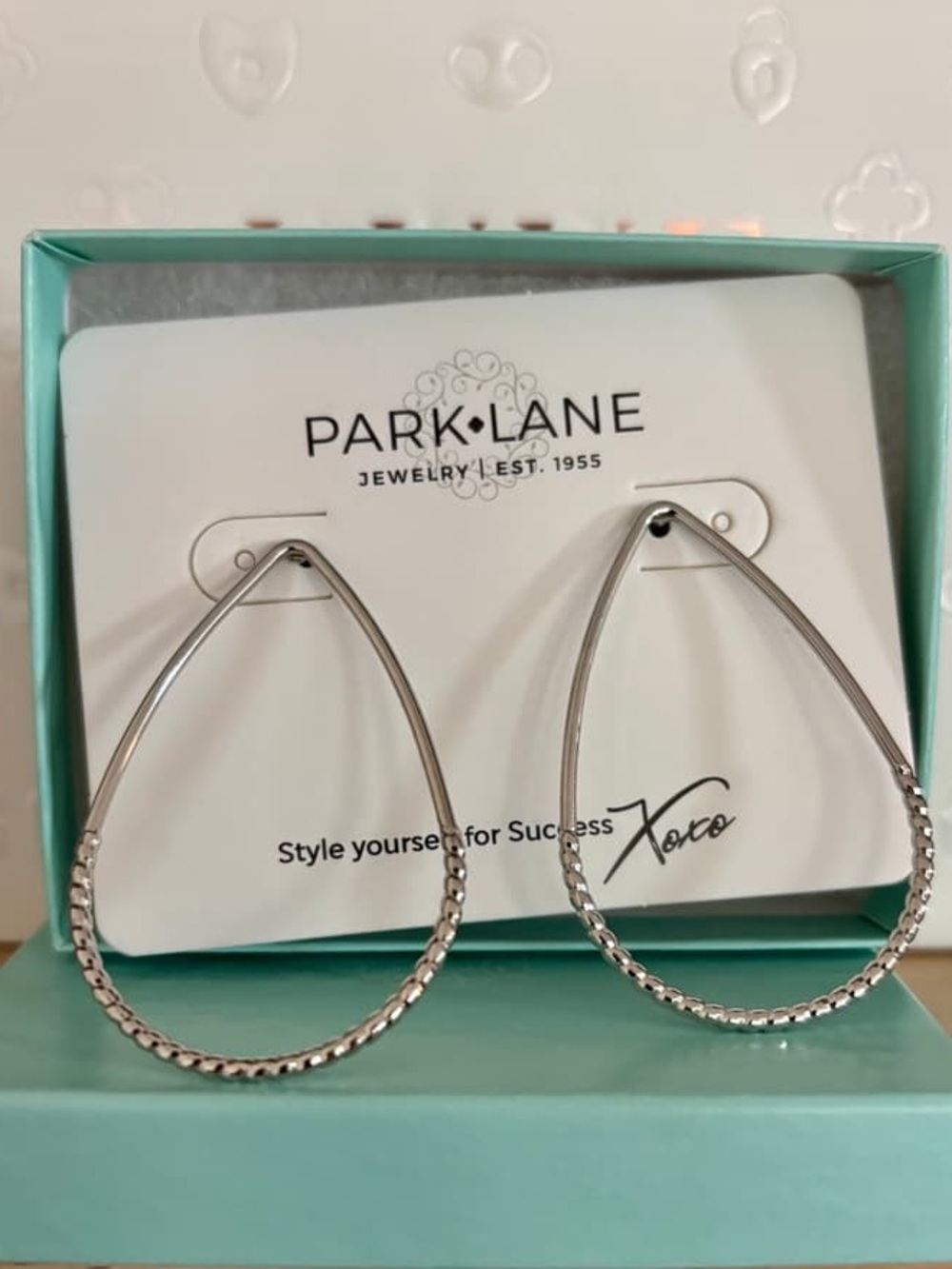 Park Lane Silver Teardrop Hoop Earrings